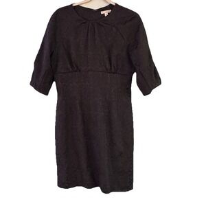 Eva Mendes Size 10 Sheath Dress Black Damask Bubble Half‎ Sleeves Cocktail Party